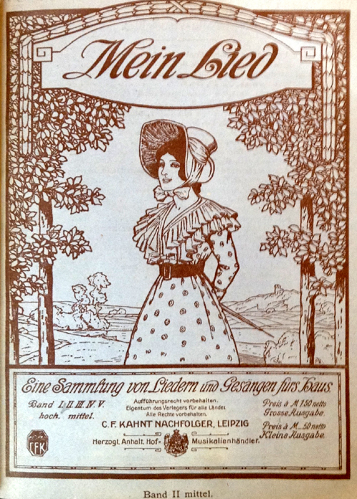 Colour facsimile of the Front wrapper of Mein Lied (which included 'Liebst du um Sch�nheit')