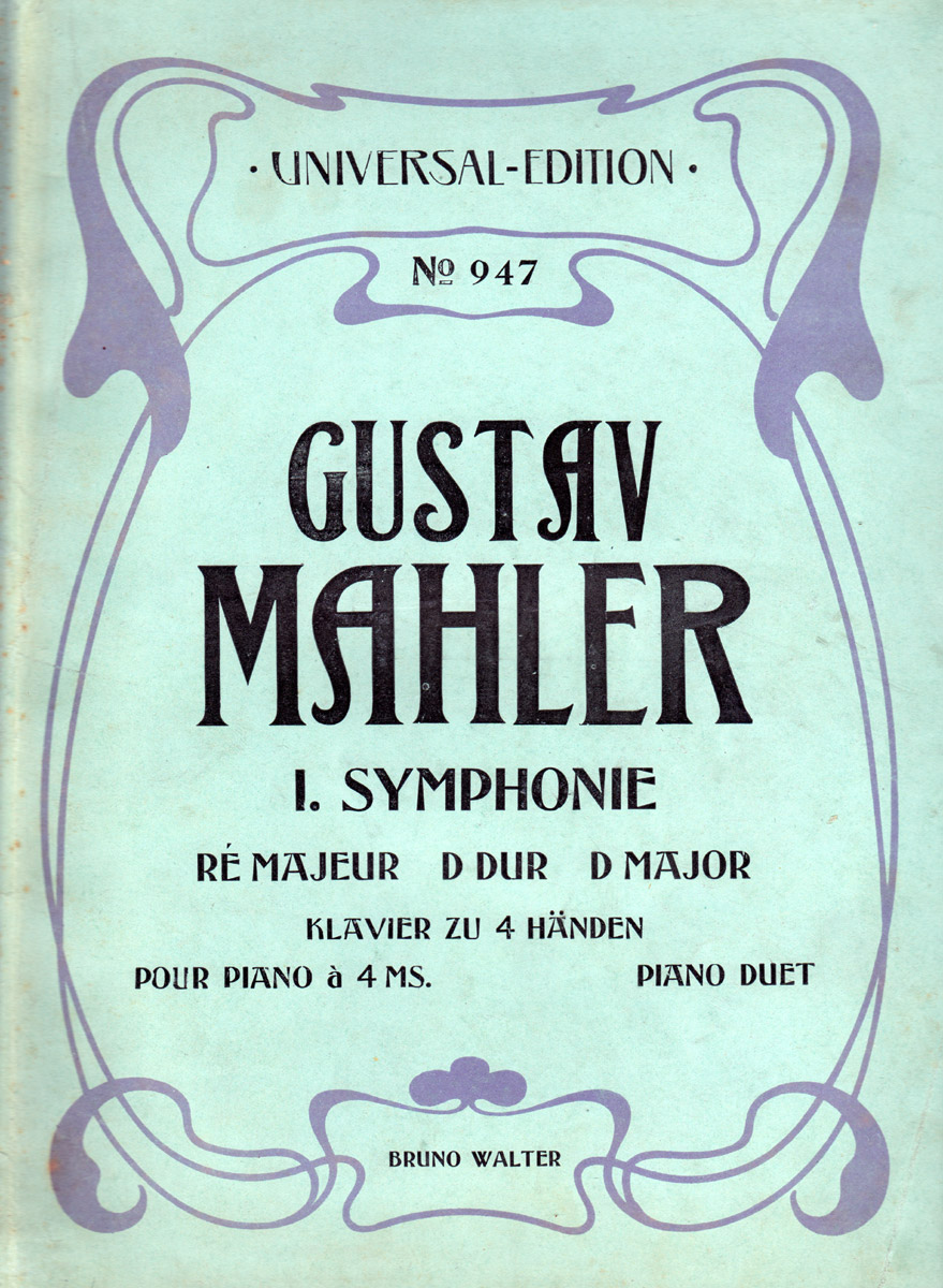 colour facsimile of the front wrapper of the first edition, fourth issue of the piano duet arrangement of Mahler's First Symphony