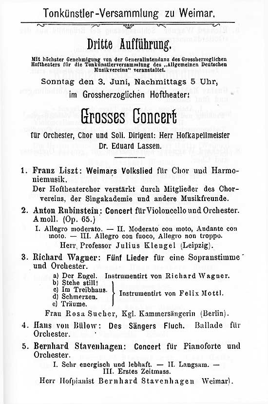 Programme - Weimar, 3 June 1894: Mahler I conducted by the composer