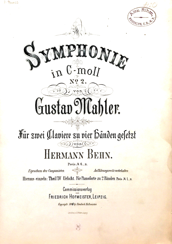 Arrangement for two pianos, first edition (1896), title page